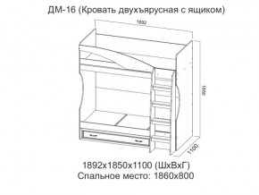 ДМ-16 Кровать двухъярусная с ящиком в Когалыме - kogalym.magazin-mebel74.ru | фото