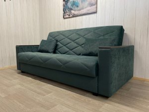 Диван Престиж-15 НПБ+МДФ, велюр Sensey bottle green в Когалыме - kogalym.magazin-mebel74.ru | фото