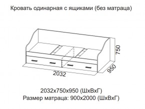 Кровать одинарная с ящиками (Без матраца 0,9*2,0) в Когалыме - kogalym.magazin-mebel74.ru | фото