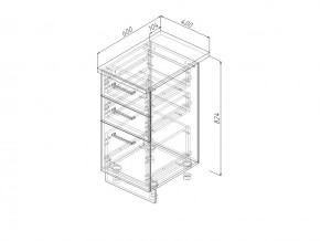 Н3Я 40 Модуль нижний Без Столешницы 3 ящика МН3Я 40 в Когалыме - kogalym.magazin-mebel74.ru | фото